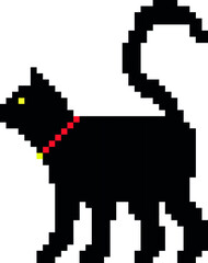 Black cat pixel art vector illustration. cat pixel image.