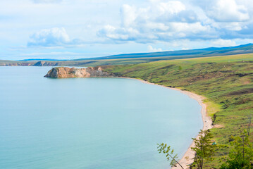 Obraz premium Lake Baikal at sunny summer day. Beauty of nature concept. Soft focus