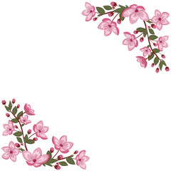 Cute spring cherry blossom vector frame illustration