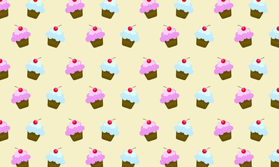 Cute cupcakes pattern illustration pastel colors