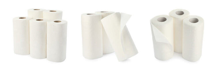 Set of paper towels on white background. Banner design