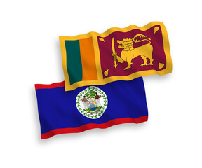 Flags of Sri Lanka and Belize on a white background
