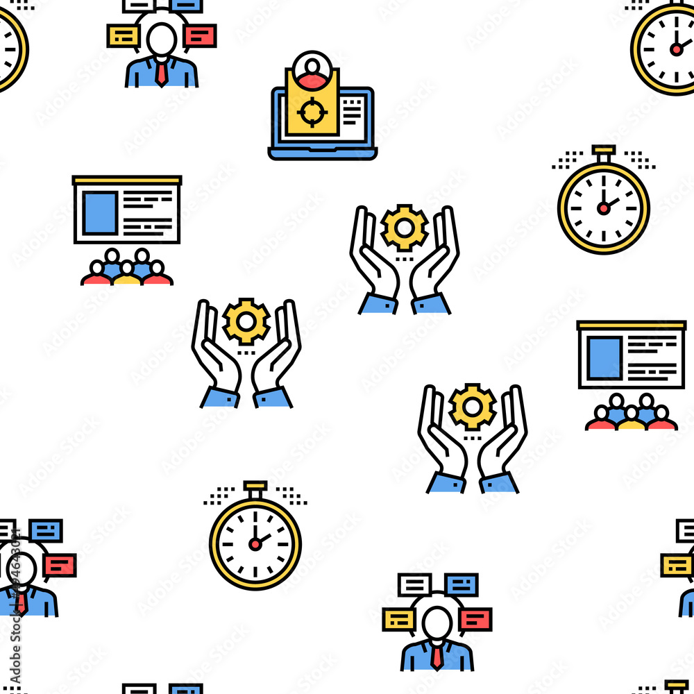 Poster project development vector seamless pattern thin line illustration