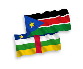 Flags of Central African Republic and Republic of South Sudan on a white background