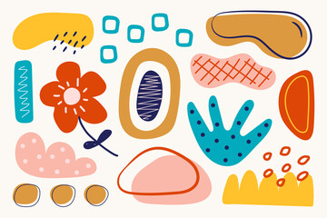 Hand drawn organic shapes abstract background. Vector illustration