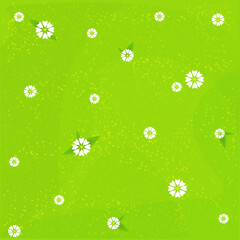 Green grass with white flowers. Field, meadow. © olga_illustrator