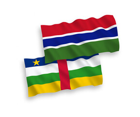 Flags of Central African Republic and Republic of Gambia on a white background