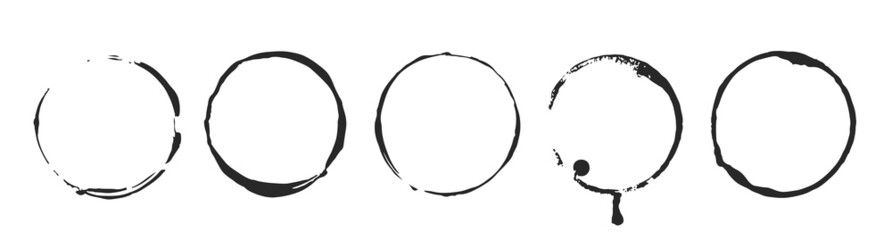 Grunge circle brush ink frames set. Vector eps 