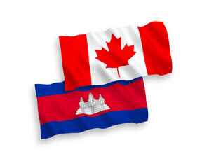 Flags of Canada and Kingdom of Cambodia on a white background