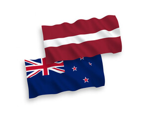 Flags of Latvia and New Zealand on a white background