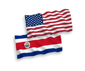Flags of Republic of Costa Rica and America on a white background