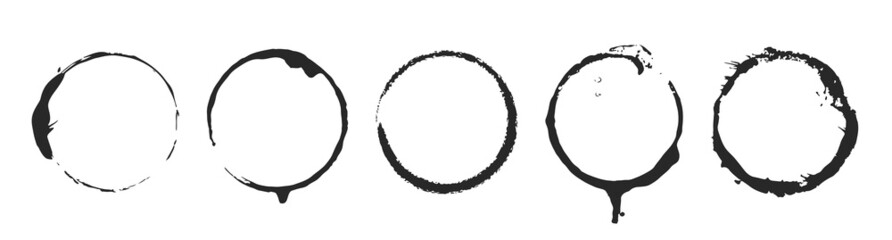 Grunge circle brush ink frames set. Vector eps 10
