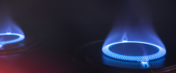 Conceptual photo of gas burners, gas CRISIS in the whole world