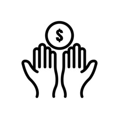 Hand icon with dollar. line icon style. suitable for money symbol, business. simple design editable. Design template vector