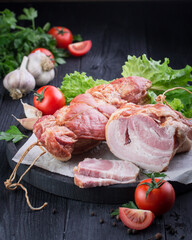 Smoked pork meat with vegetables