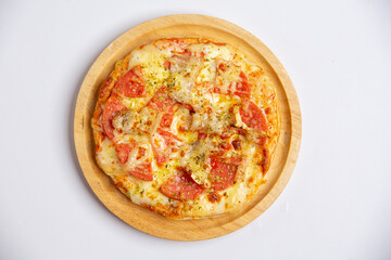 A variety of delicious pizzas are ready to eat.