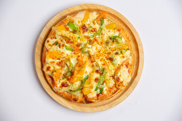 A variety of delicious pizzas are ready to eat.