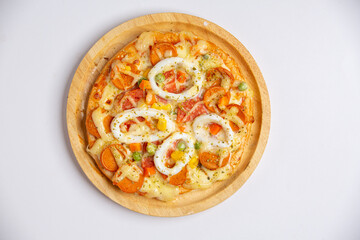A variety of delicious pizzas are ready to eat.