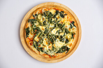 A variety of delicious pizzas are ready to eat.