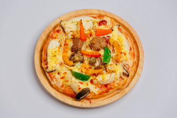 A variety of delicious pizzas are ready to eat.