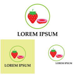 Strawberry funny and cute logo vector icon background template illustration