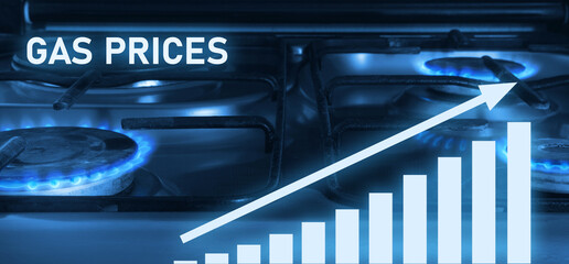 Gas flame and growth graph. Gas Prices