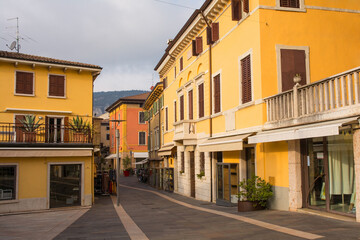 A shopping street at Christmas in Garda town on the east shore of lake Garda, Verona Province, Veneto, north east Italy

