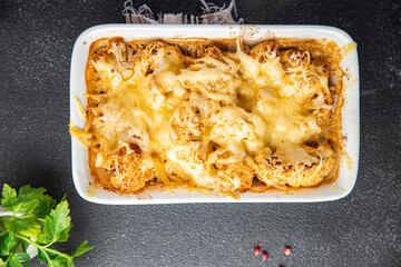 cauliflower casserole vegetable cheese fresh healthy meal food diet snack on the table copy space...