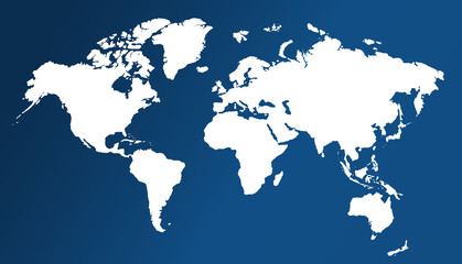 Fototapeta na wymiar World map isolated on white. Blue map of the World. Vector