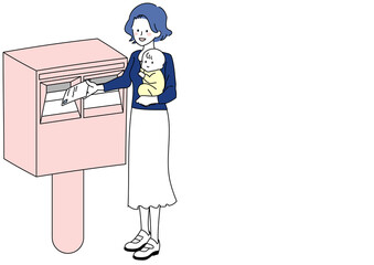 ポストに手紙を投函する