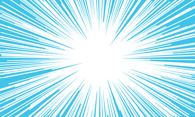 Naklejka premium Arrière-plan des lignes d'action bleu de la bande dessinée. Lignes de vitesse Cadre manga isolé sur fond transparent. Conception graphique vectorielle 