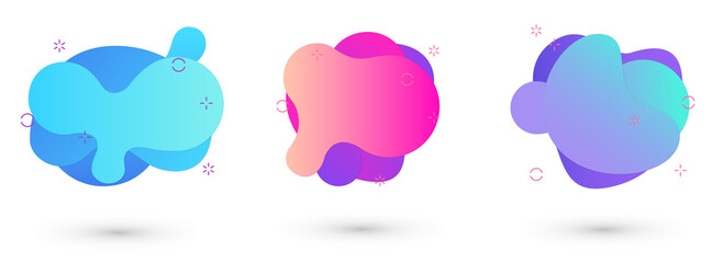 Abstract liquid backgrounds set isolated on white. Gradient abstract shapes with flowing liquid shapes.