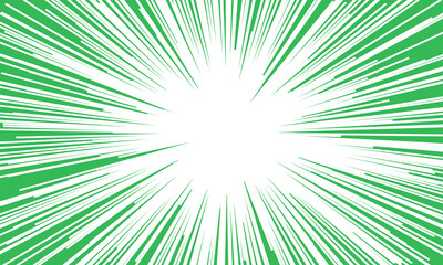 Obraz premium Arrière-plan des lignes verte d'action de la bande dessinée. Lignes de vitesse Cadre manga isolé sur fond transparent. Conception graphique vectorielle 