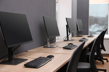Many modern computers in open space office