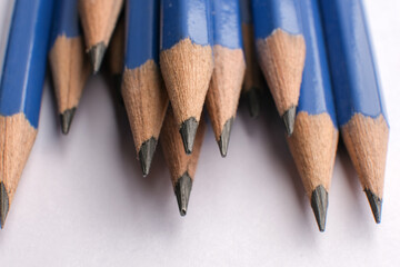 basra, iraq - March 17, 2022: closeup photo of ban of unused pencills