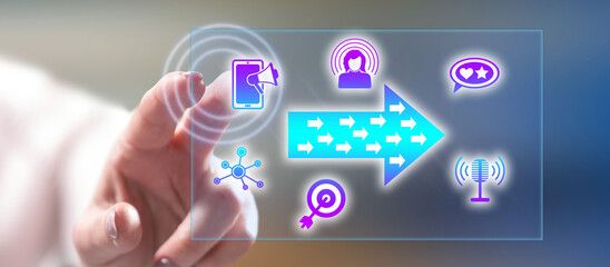 Woman touching an influencer concept