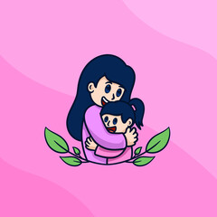 mother love hug for her daughter