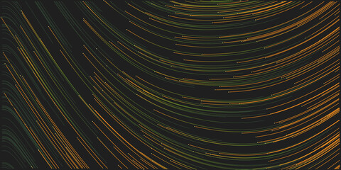 Dark Colorful Moving, Flowing Particles in Curving Lines, Scarcely Striped Pattern - Digitally Generated Dark Futuristic Abstract Geometric Background Design in Editable Vector Format