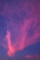 Fototapeta na wymiar Incredible Gradient Purple and Blue Cloudy Sky with Sunset Afterglow
