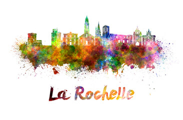 La Rochelle skyline in watercolor - obrazy, fototapety, plakaty