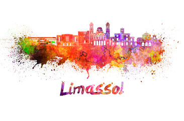 Limassol skyline in watercolor