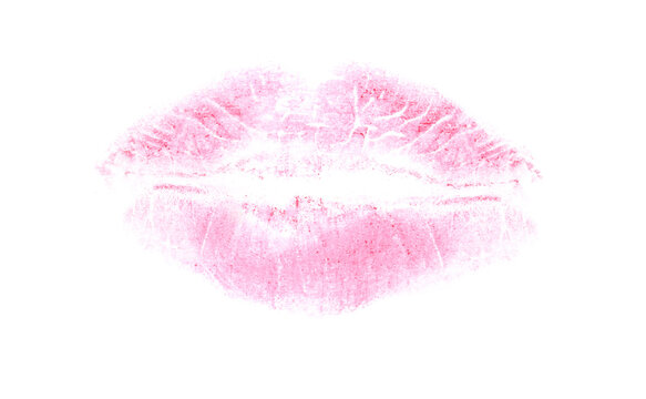 Pink Lipstick Kiss Mark Isolated On White