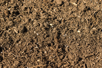 Potting Soil Background. Natural Organic Ingredients for Vegetables and Flowers.