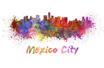 Obraz premium Mexico City skyline in watercolor