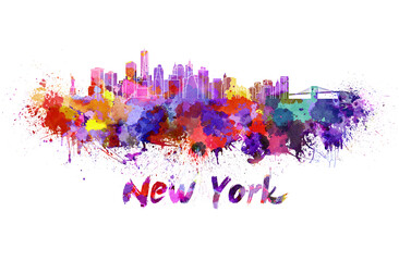 New York skyline in watercolor