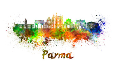 Parma skyline in watercolor