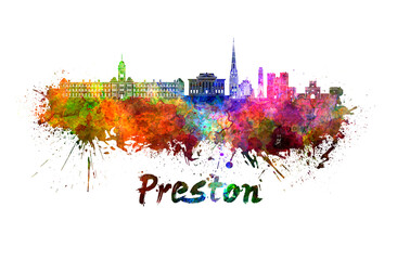 Preston skyline in watercolor