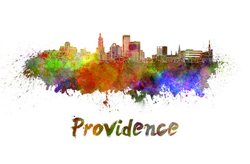 Providence skyline in watercolor