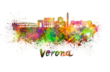 Verona skyline in watercolor