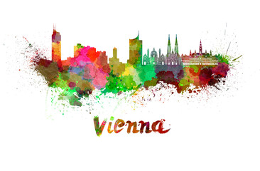 Vienna skyline in watercolor